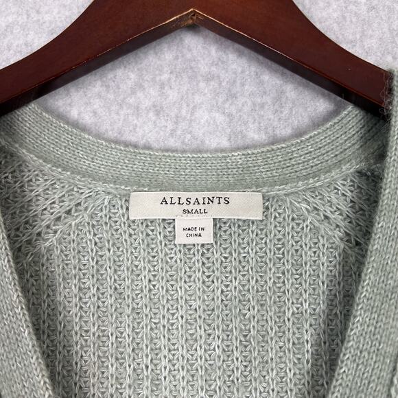 AllSaints Green Bay Leanne Cardigan Knit Wool Alpaca Blend Sweater Size Small - Picture 7 of 8
